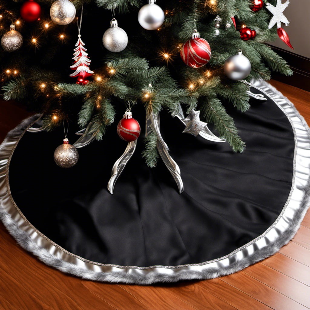 black tree skirt with silver trim