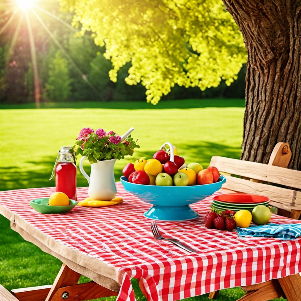 brightly colored tablecloth