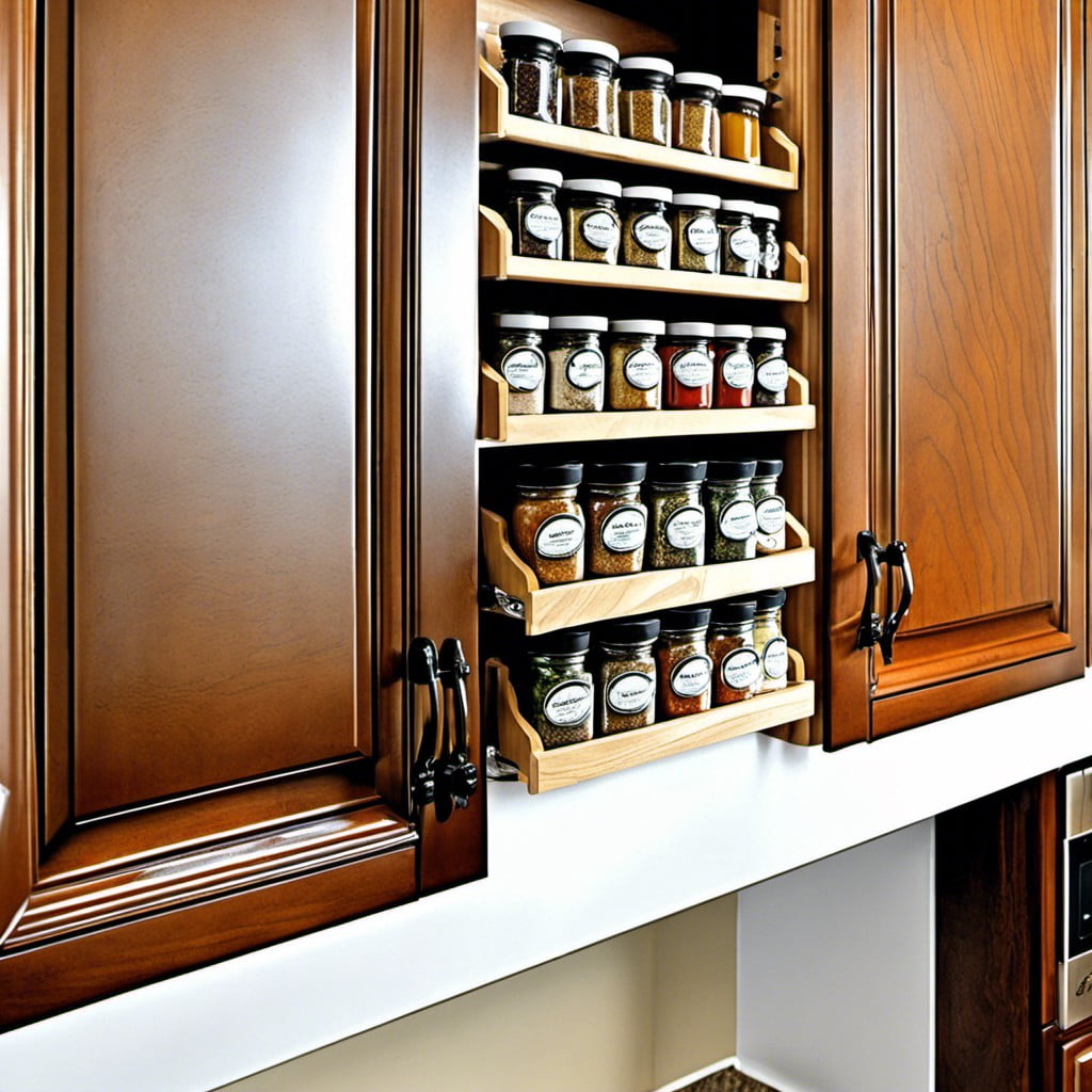 built in cabinet door spice rack