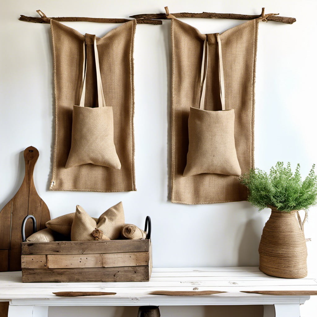 burlap sack wall hangings