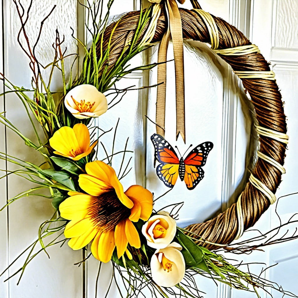 butterfly and twine wrapped wreath