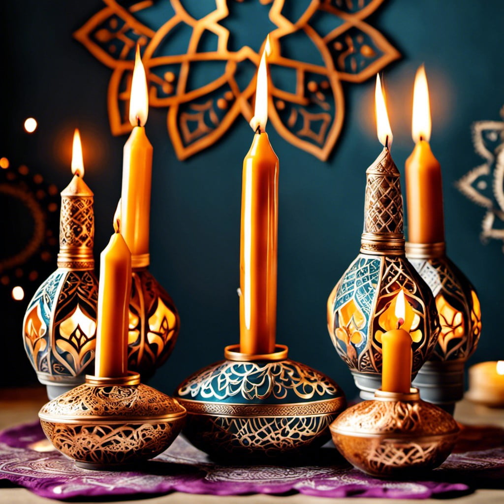 candle arrangements with henna designs