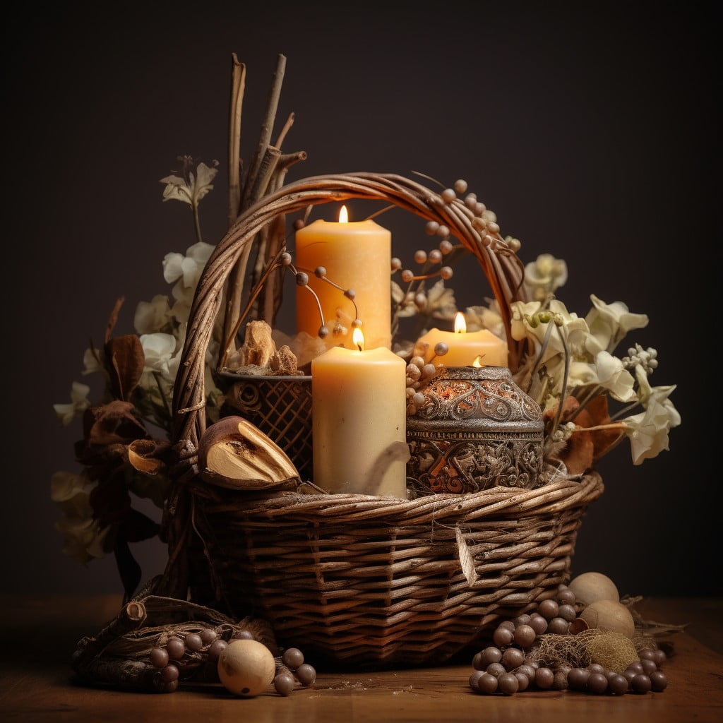 candle lit basket