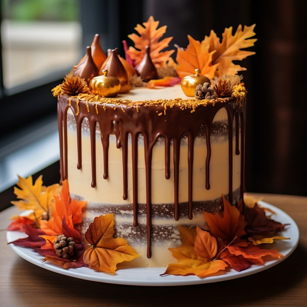 caramel dripping on a naked cake