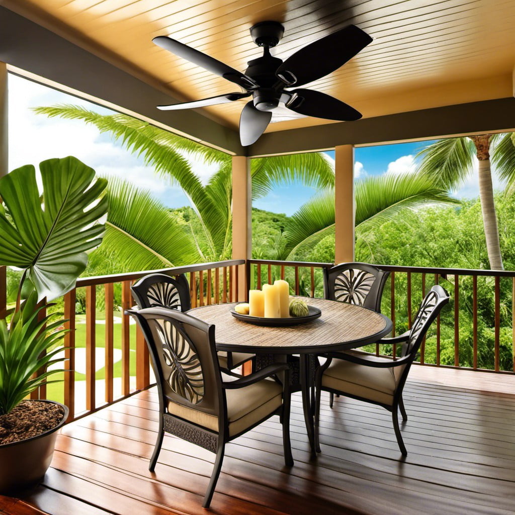 ceiling fan with a tropical design