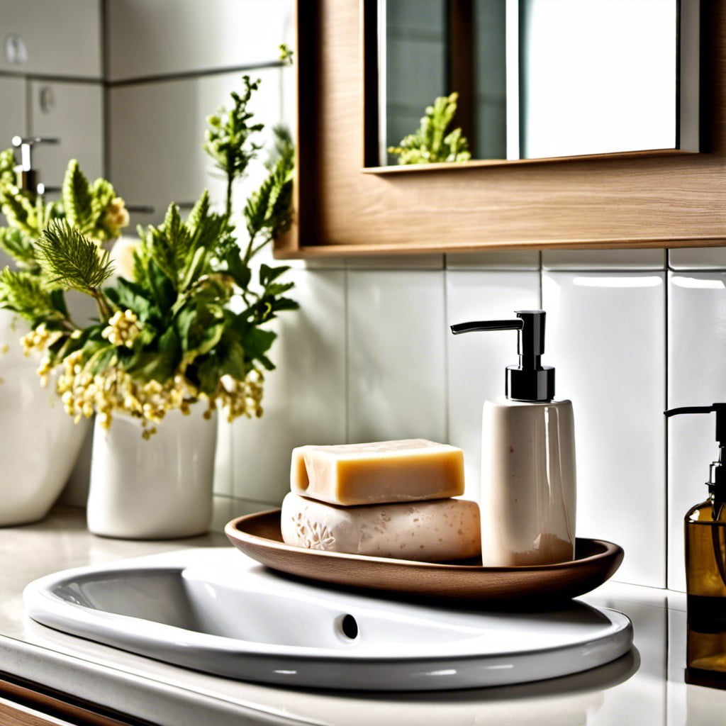 ceramic soap dispenser and dish
