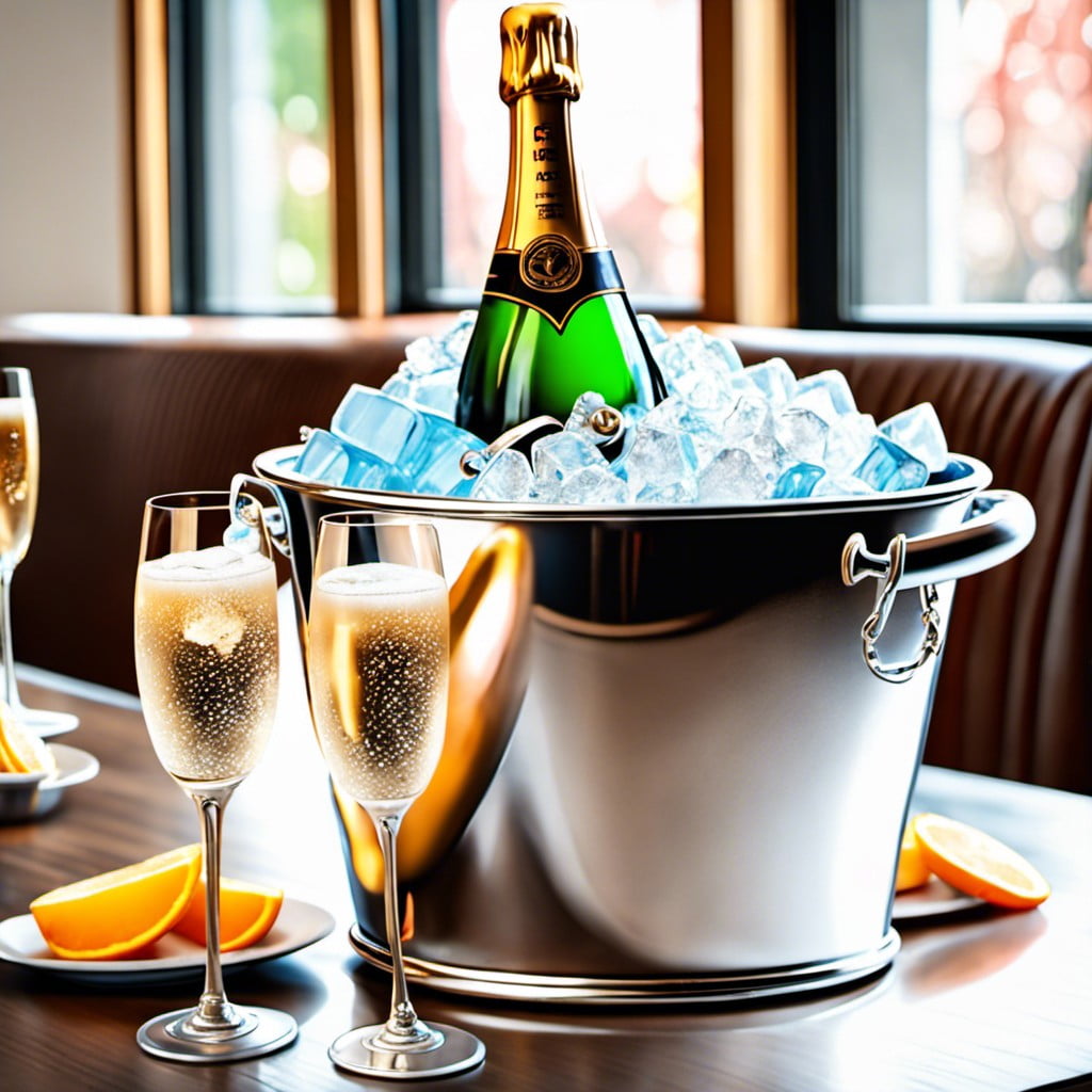 champagne bucket with decorative ice