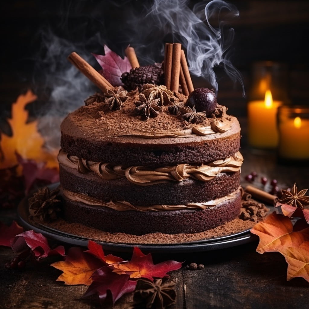 chocolate and cinnamon dusted cake