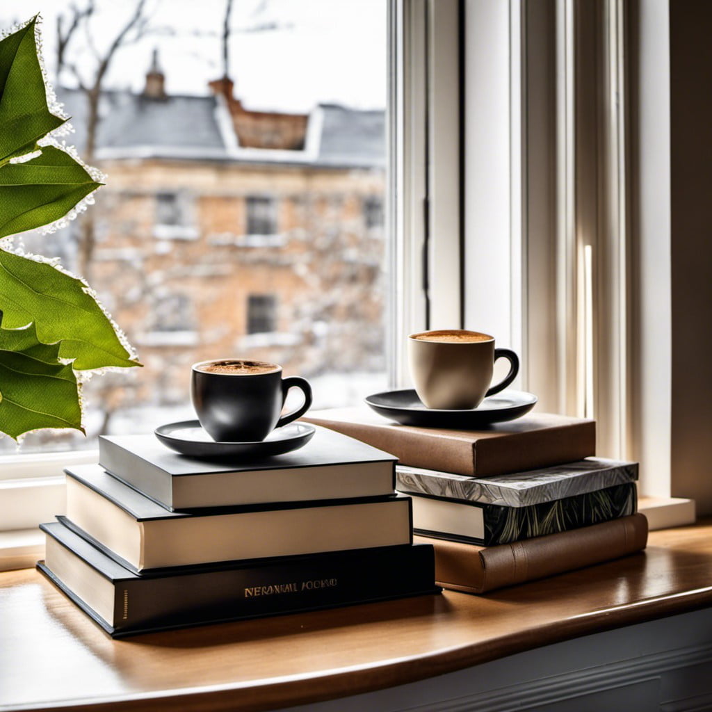 coffee table books stacked horizontally