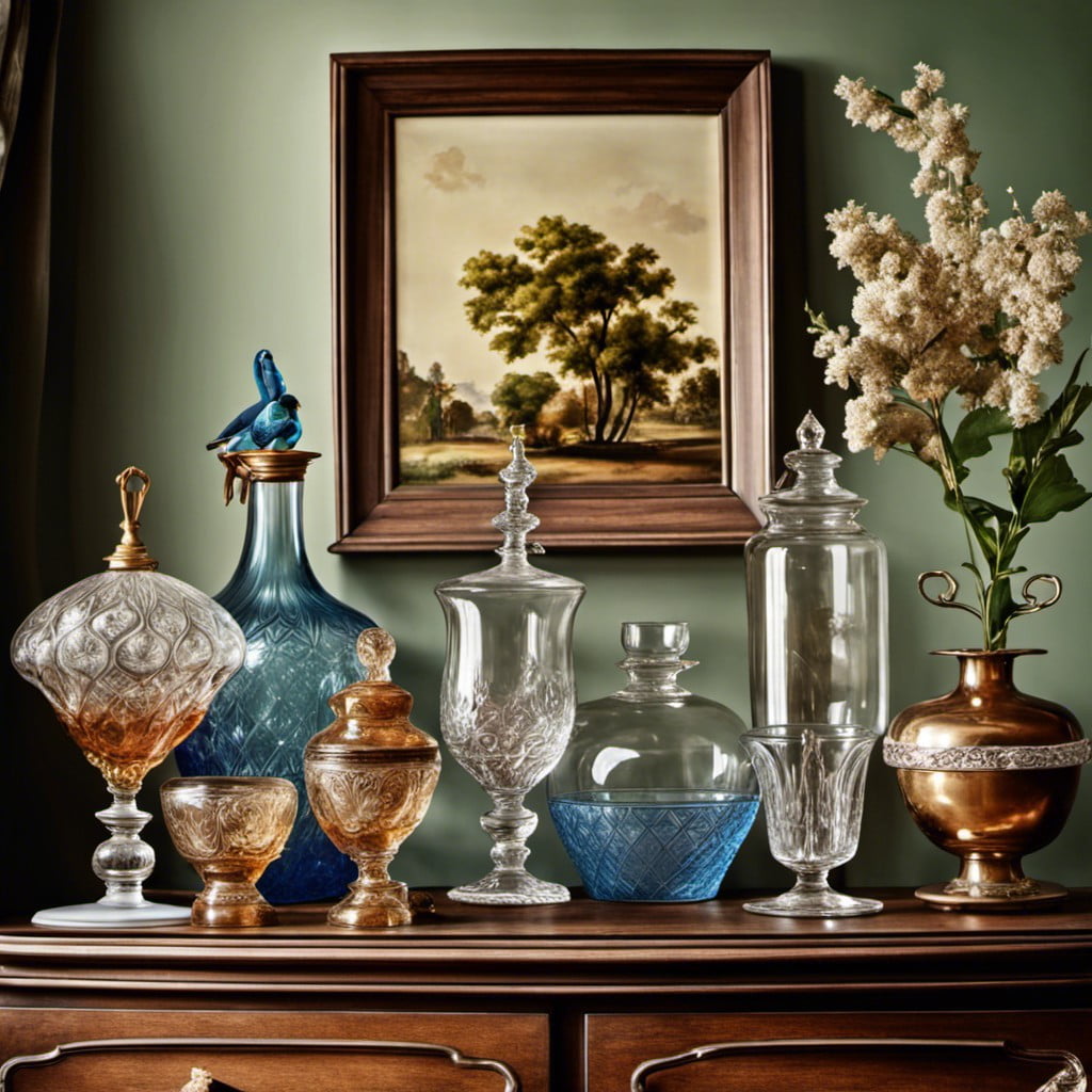 collection of antique glassware