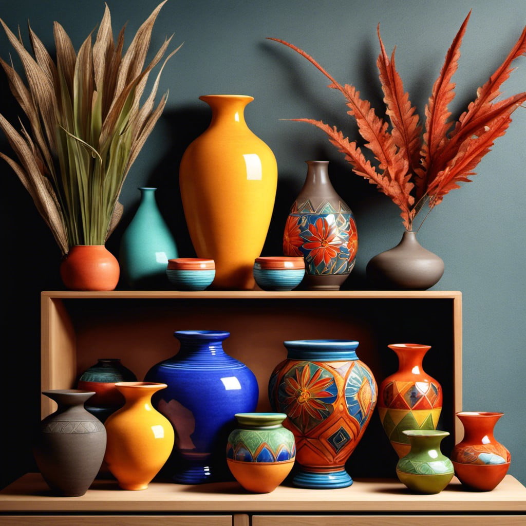 colorful pottery pieces