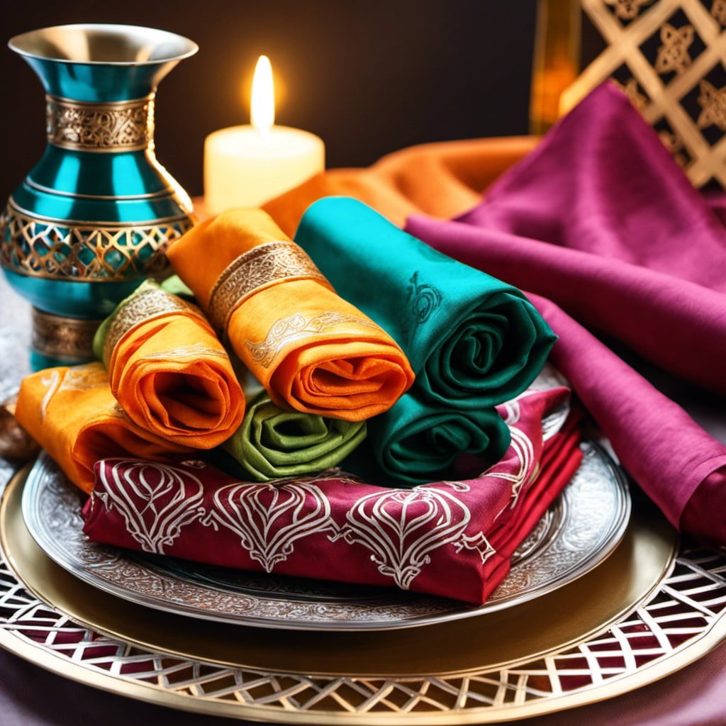 colorful ramadan themed napkins and tablecloth