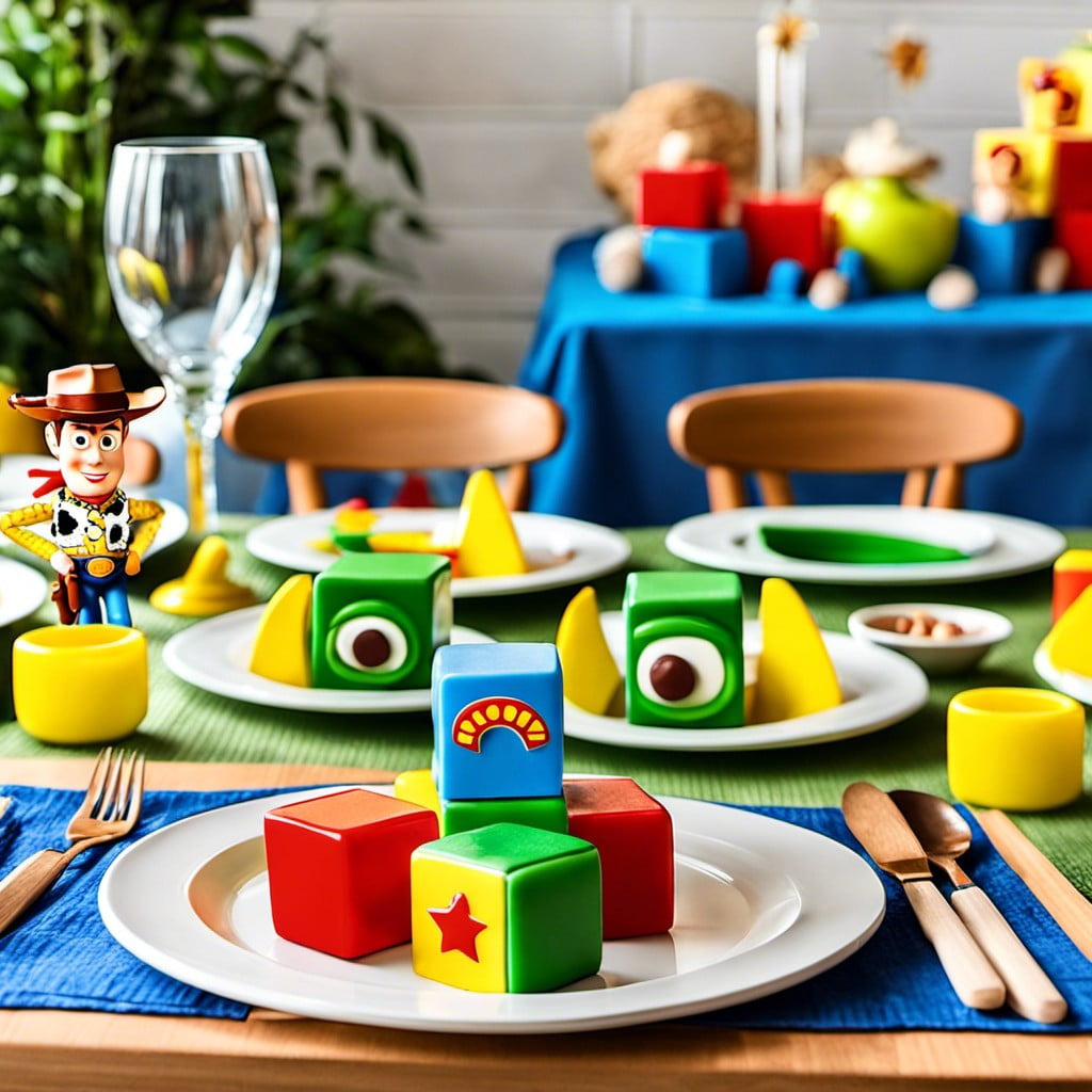 colorful toy blocks for table settings