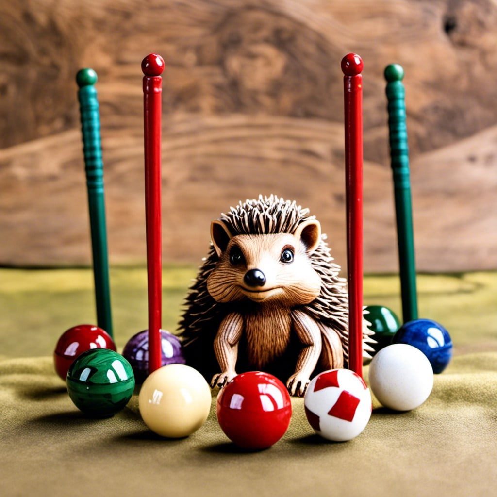 croquet set with hedgehog balls