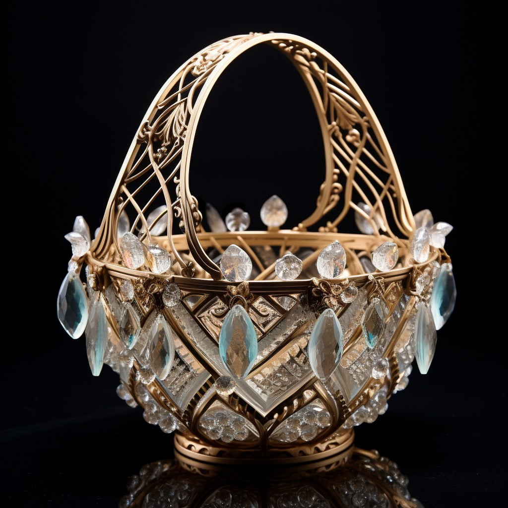 crystal and pearl adorned basket