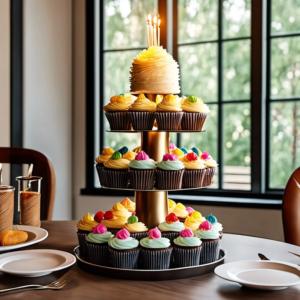 cupcake tower with birthday candles