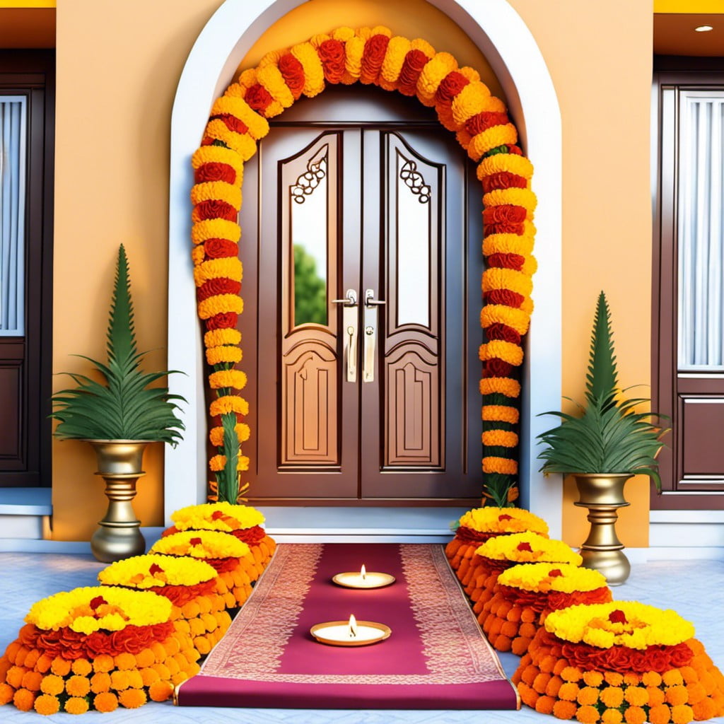 decorated entryway with marigold