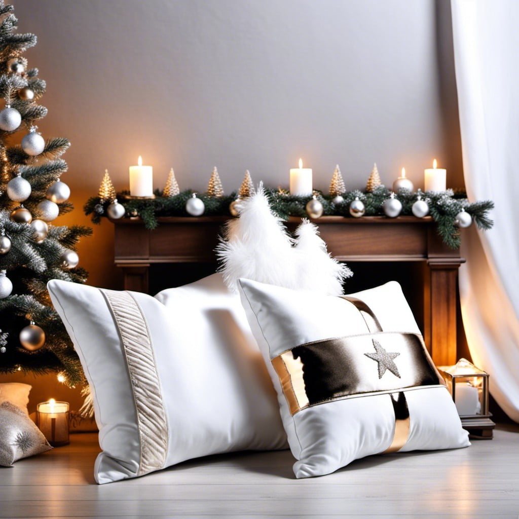 decorative white pillows and throws