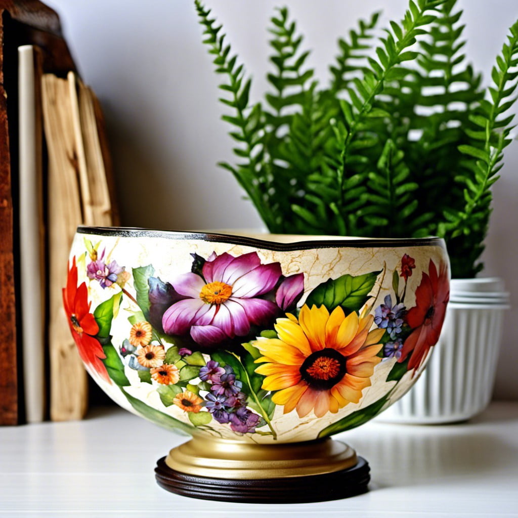 decoupage flower bowl
