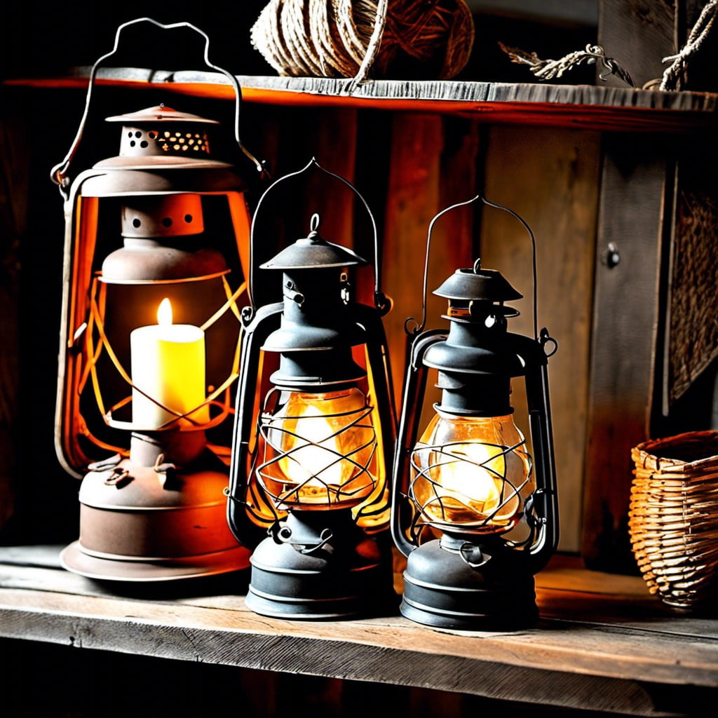 display aged lanterns