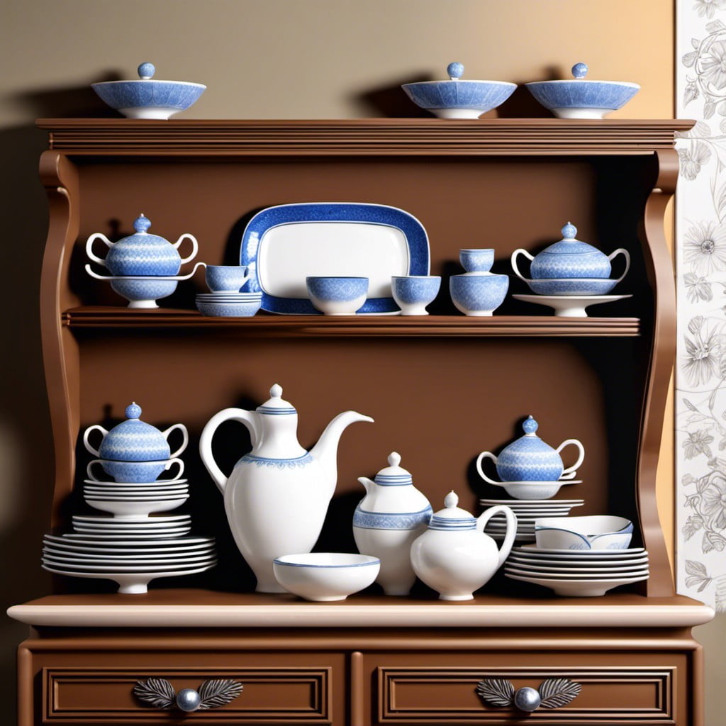 display of ceramic dishware