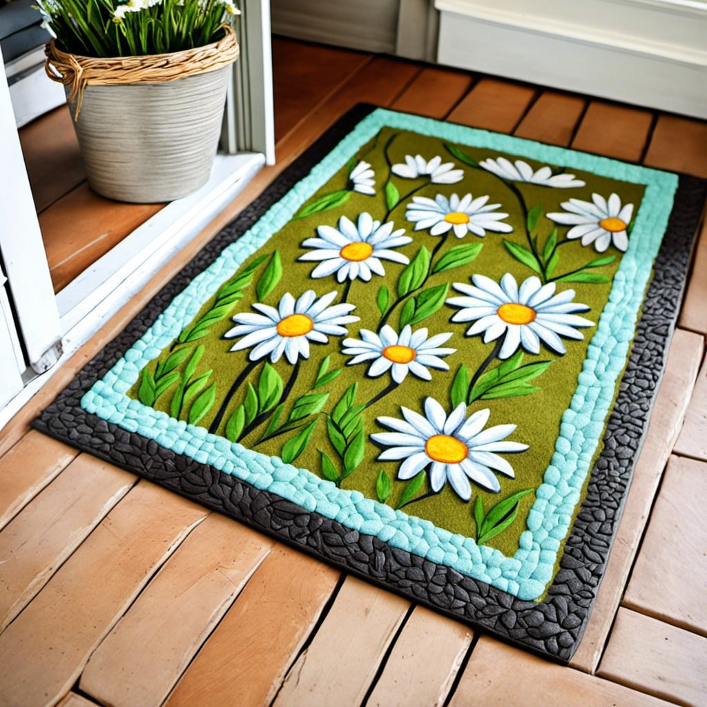 diy painted daisy door mat