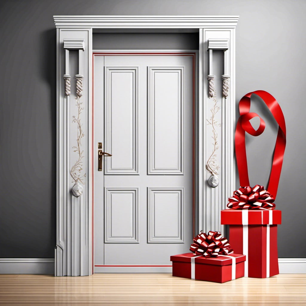 door decorated like a giant gift wrapped with a red ribbon captioned life is a gift dont waste it on drugs