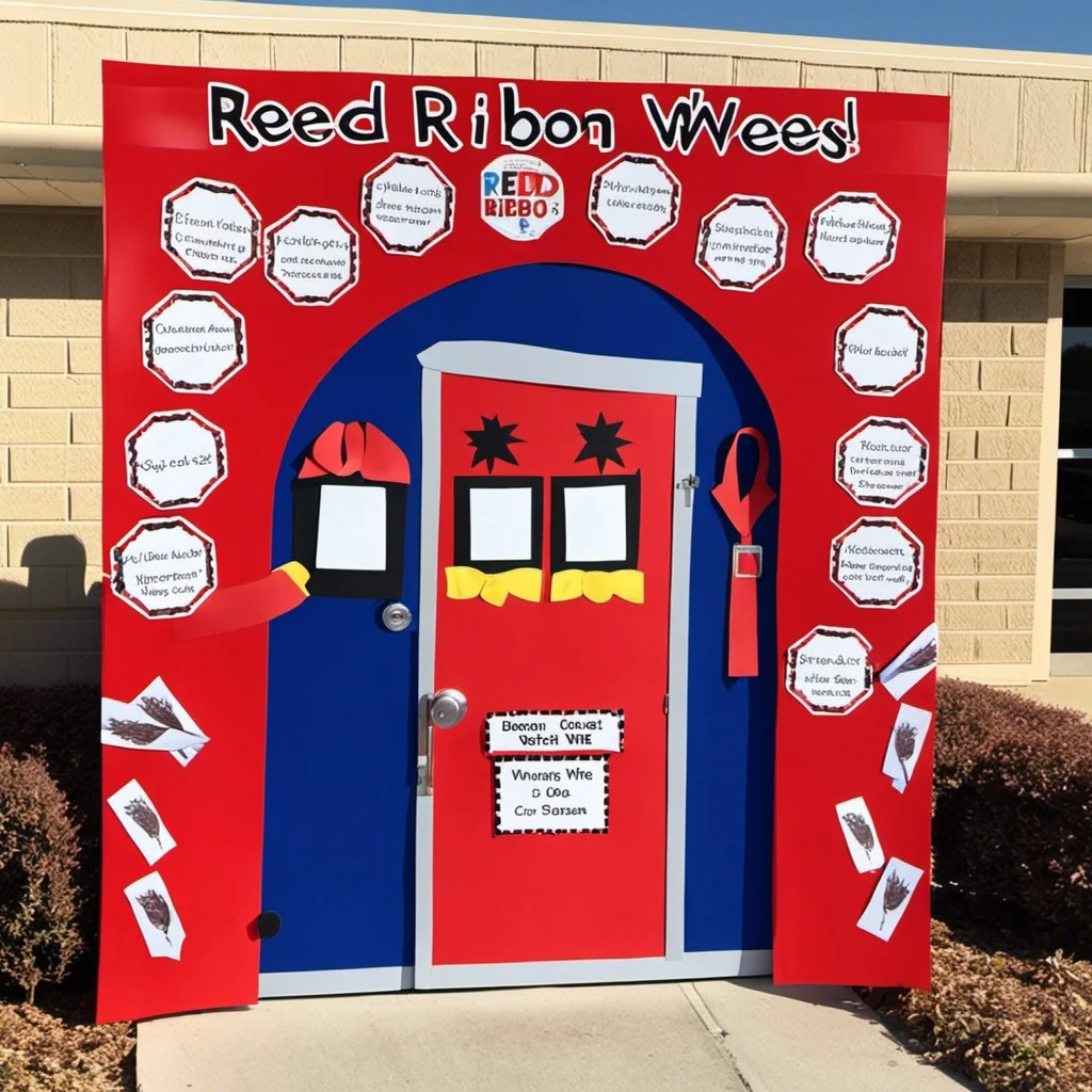 door decoration mimicking red ribbon laden gates