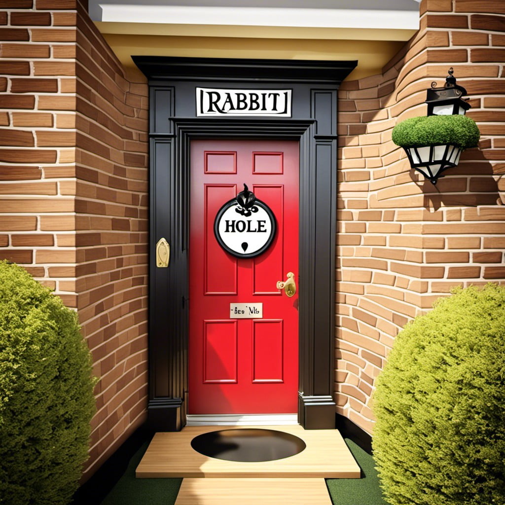 door with rabbit hole sign