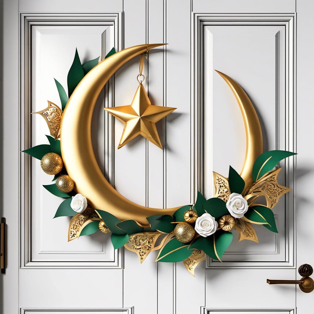 door wreaths with star and crescent motif