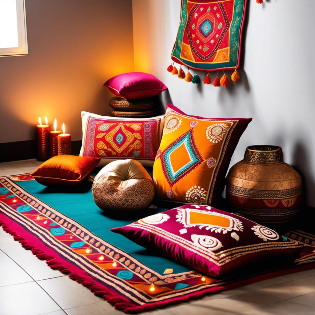 ethnic cushions and rugs