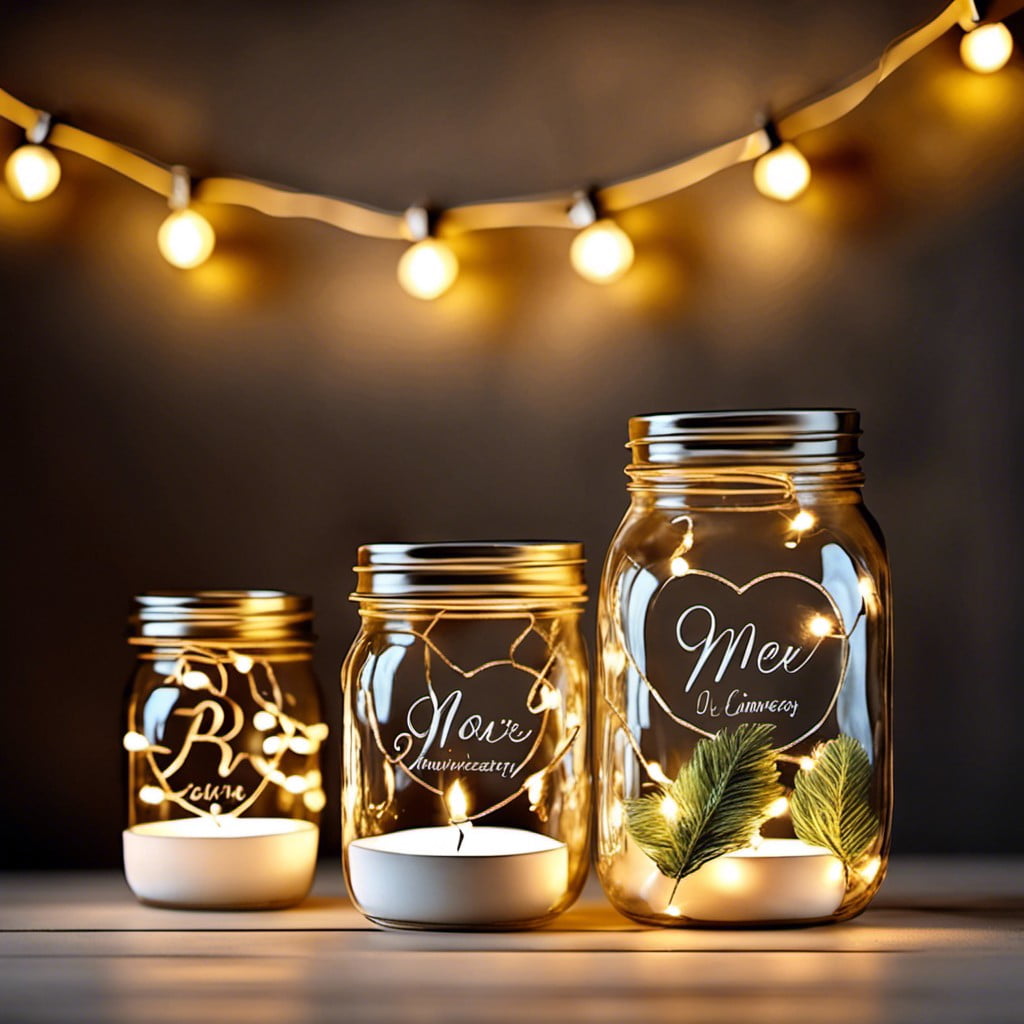 fairy lights in mason jars