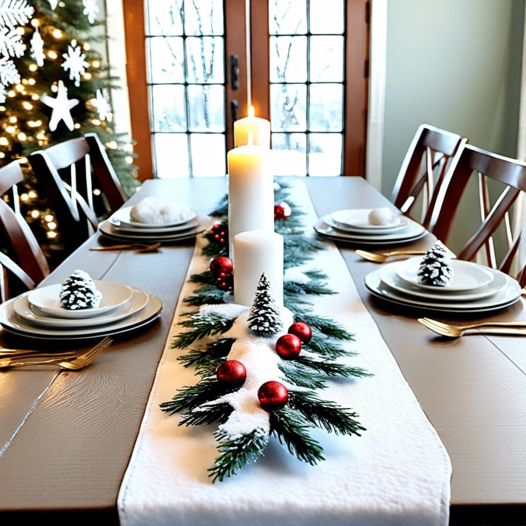 faux snow table runner
