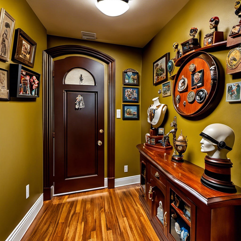 feature wall showcasing collectibles