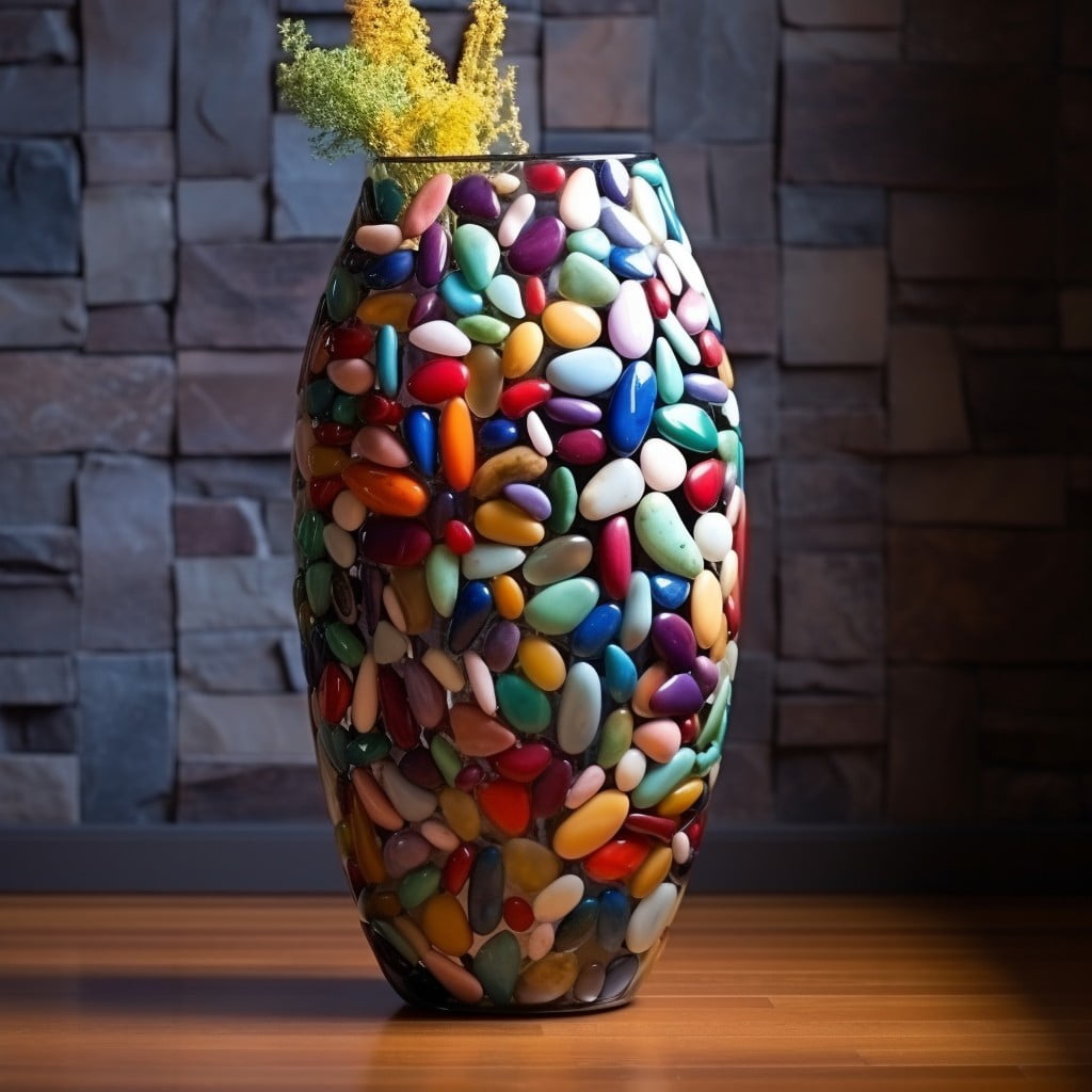 filled with colorful pebbles