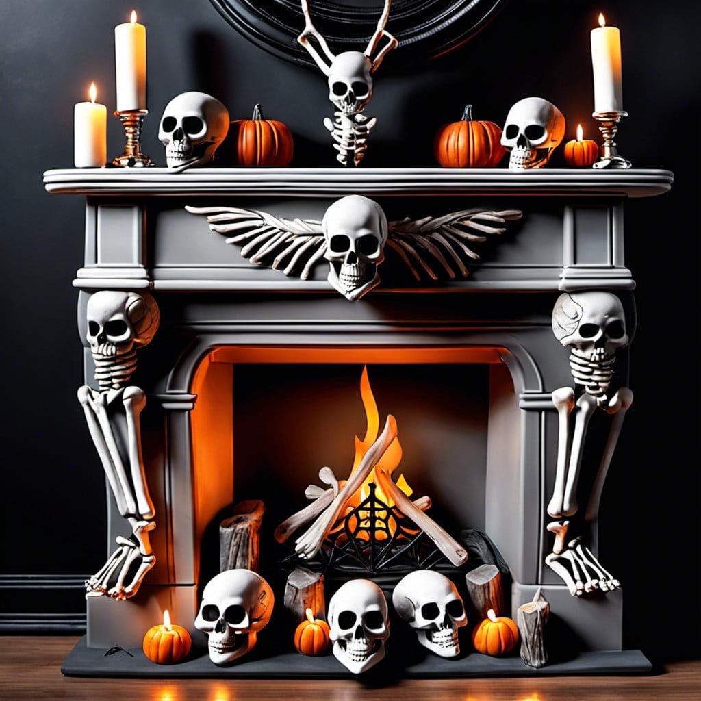 fireplace skull display