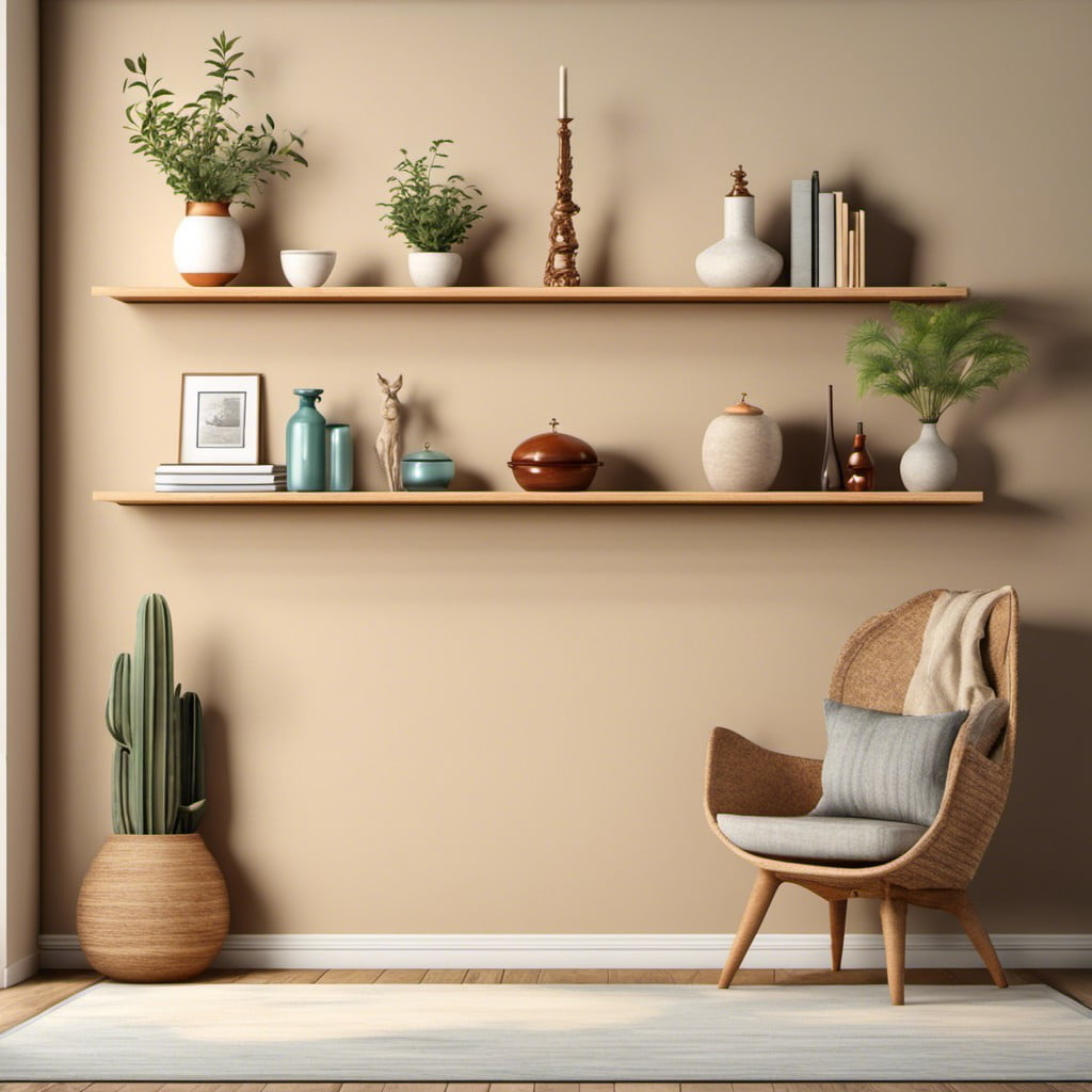 floating shelves with decor items
