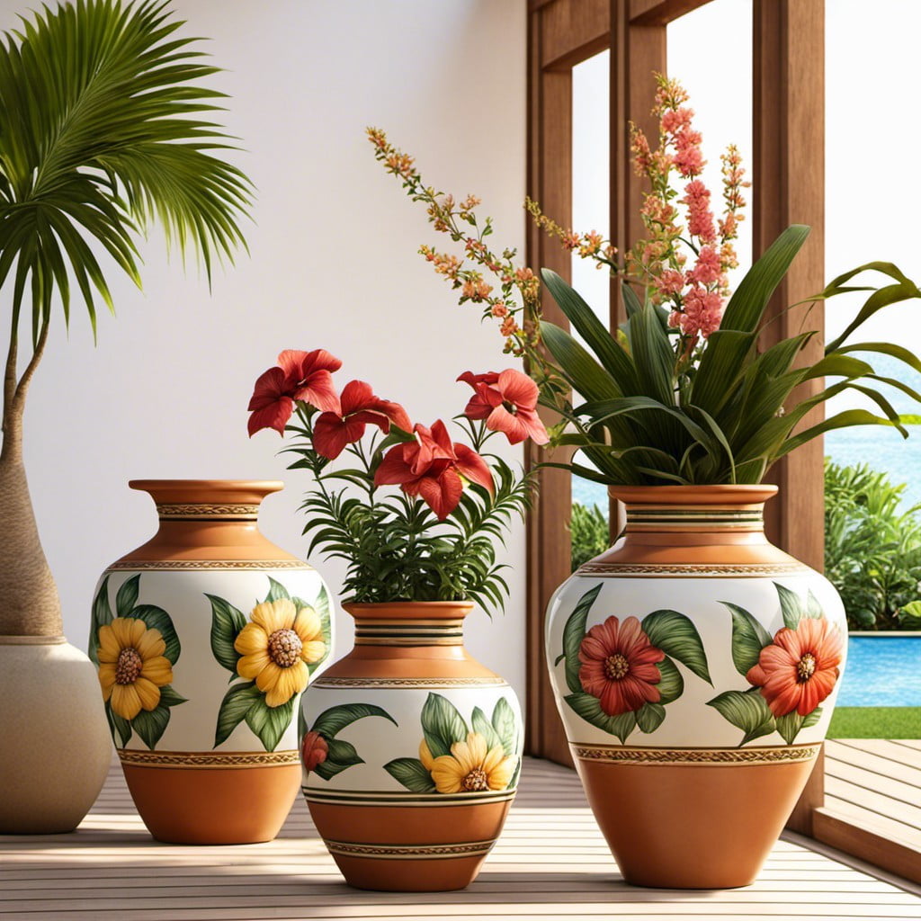 floral ceramic pots and vases