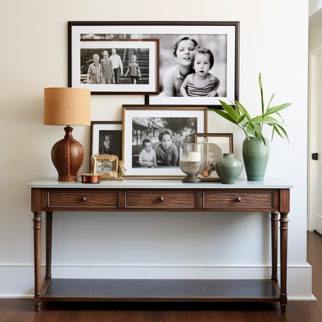 framed family photographs as accents