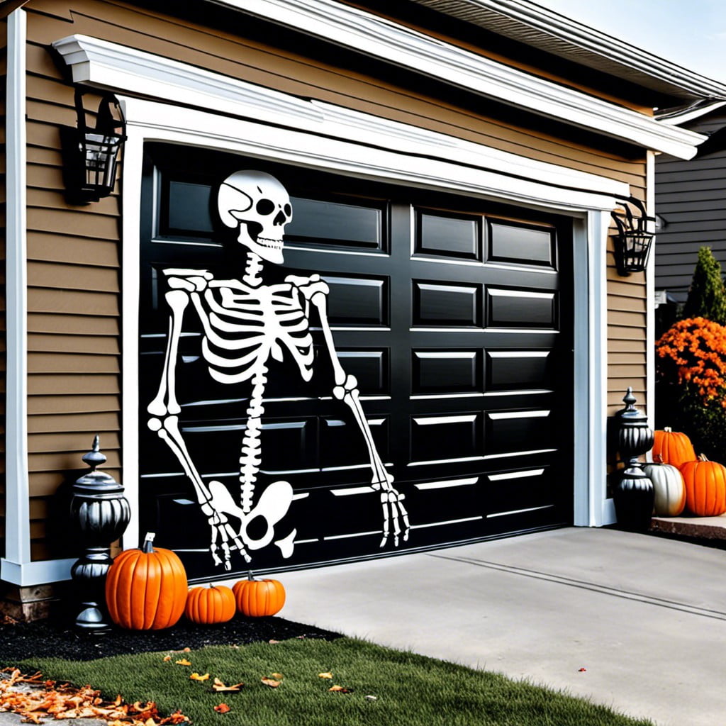 garage door skeleton mural