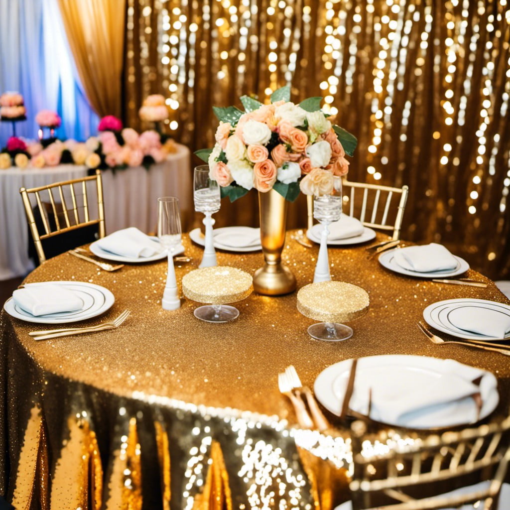 gold sequined tablecloths