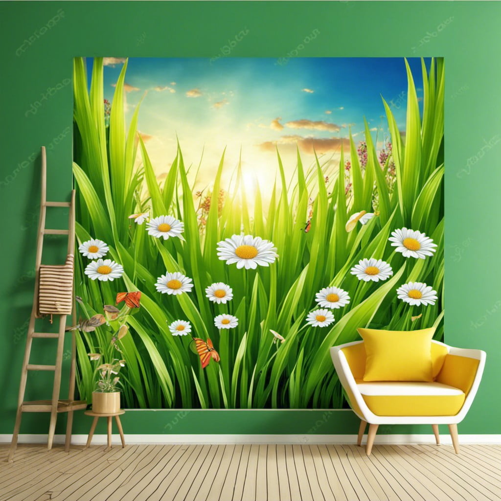 grass and flower mural
