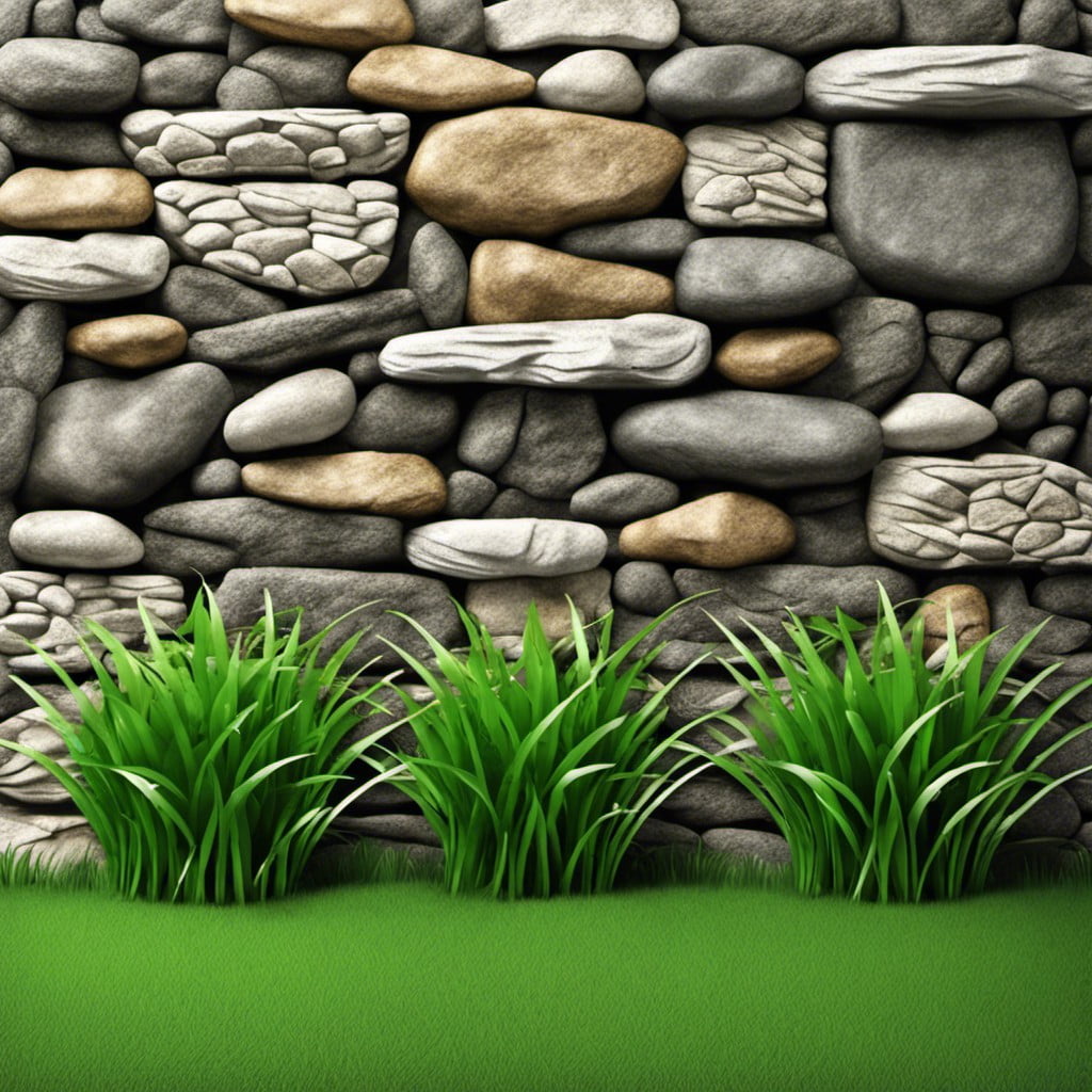 grass and stone wall decor