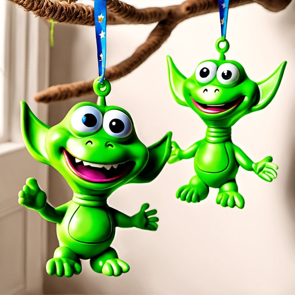 green alien hanging decorations