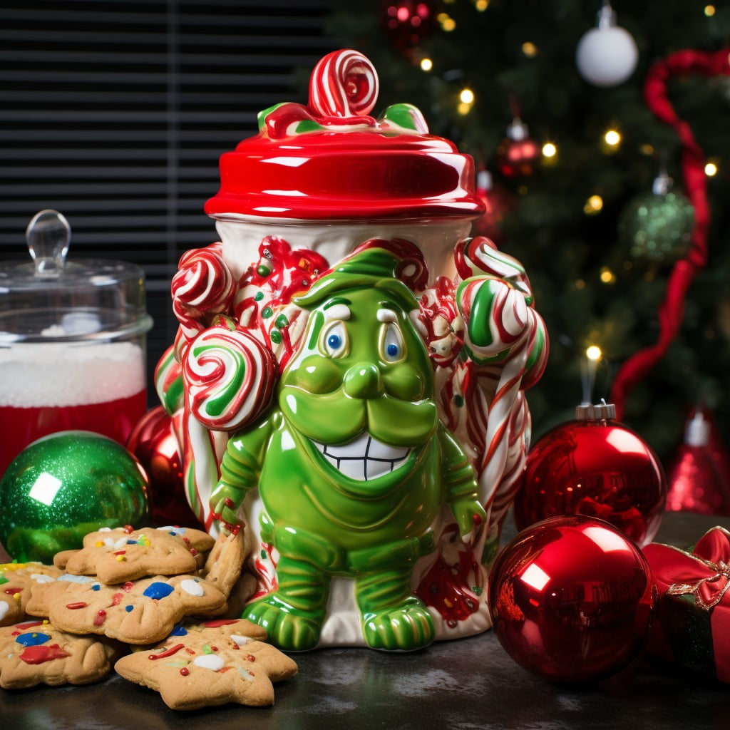 grinch themed cookies jar