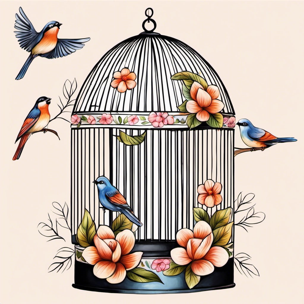 hand painted bird cage roof