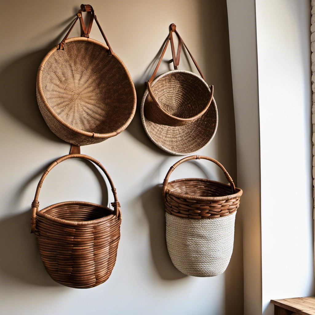 hang woven baskets on walls
