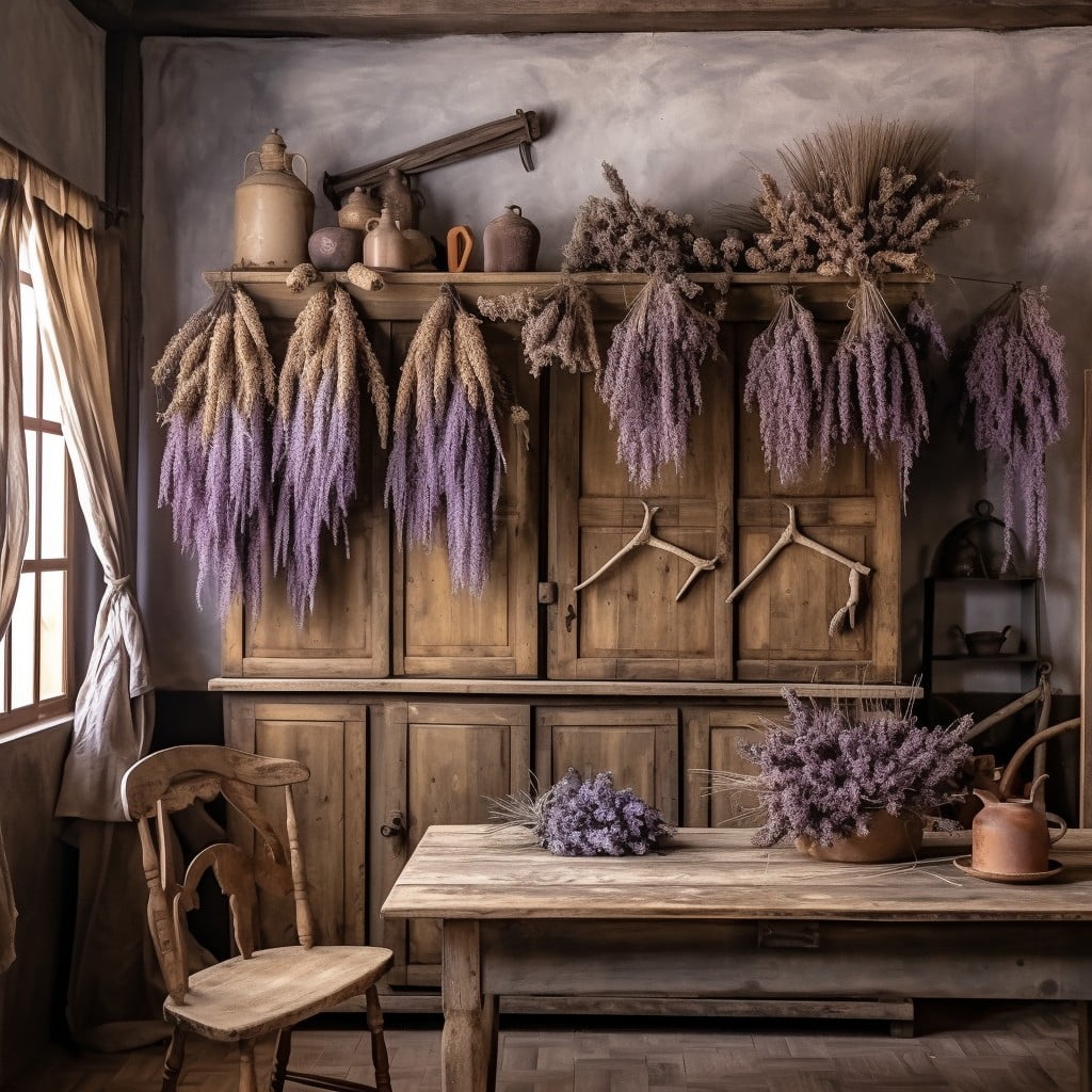 hanging dried lavender bunches for a provence touch