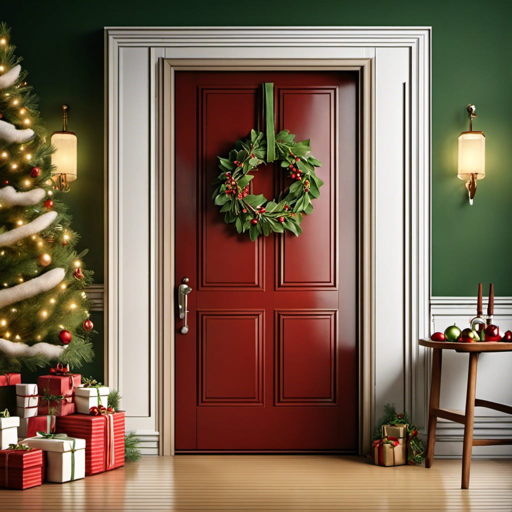 hanging mistletoe over kitchen door