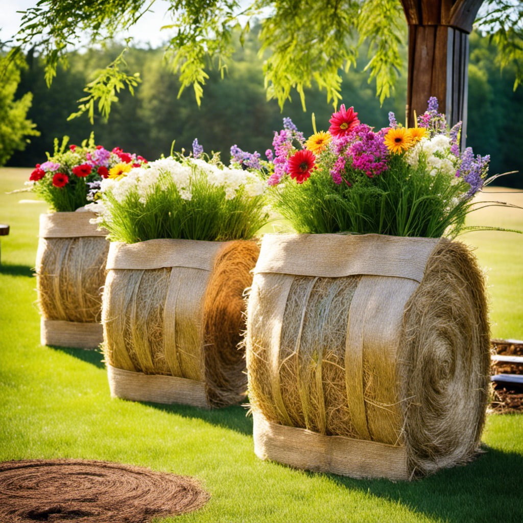 hay bale flower planters